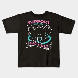 Support Your Local Cat Cult - Pastel Goth Occult Halloween Kids T-Shirt